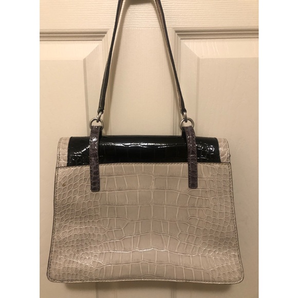 GUESS Top Handle Colour Block Handbag Faux Croc-embossed Leather - Picture 8 of 9